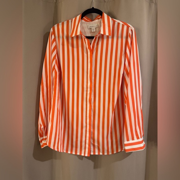 Coldwater Creek NWT Orange and White Striped Shirt - Picture 1 of 6